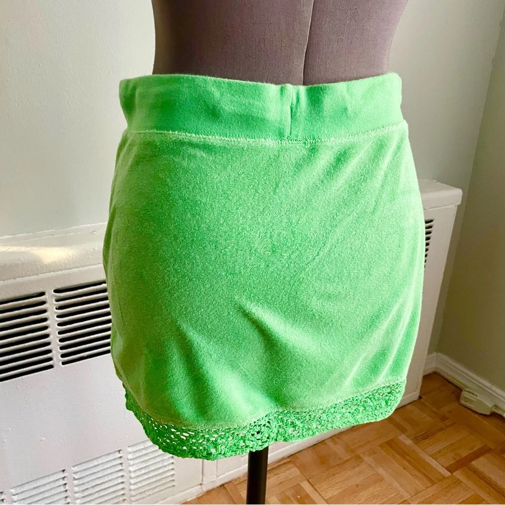 Gap green terry cloth mini skirt with drawstring - Picture 3 of 5